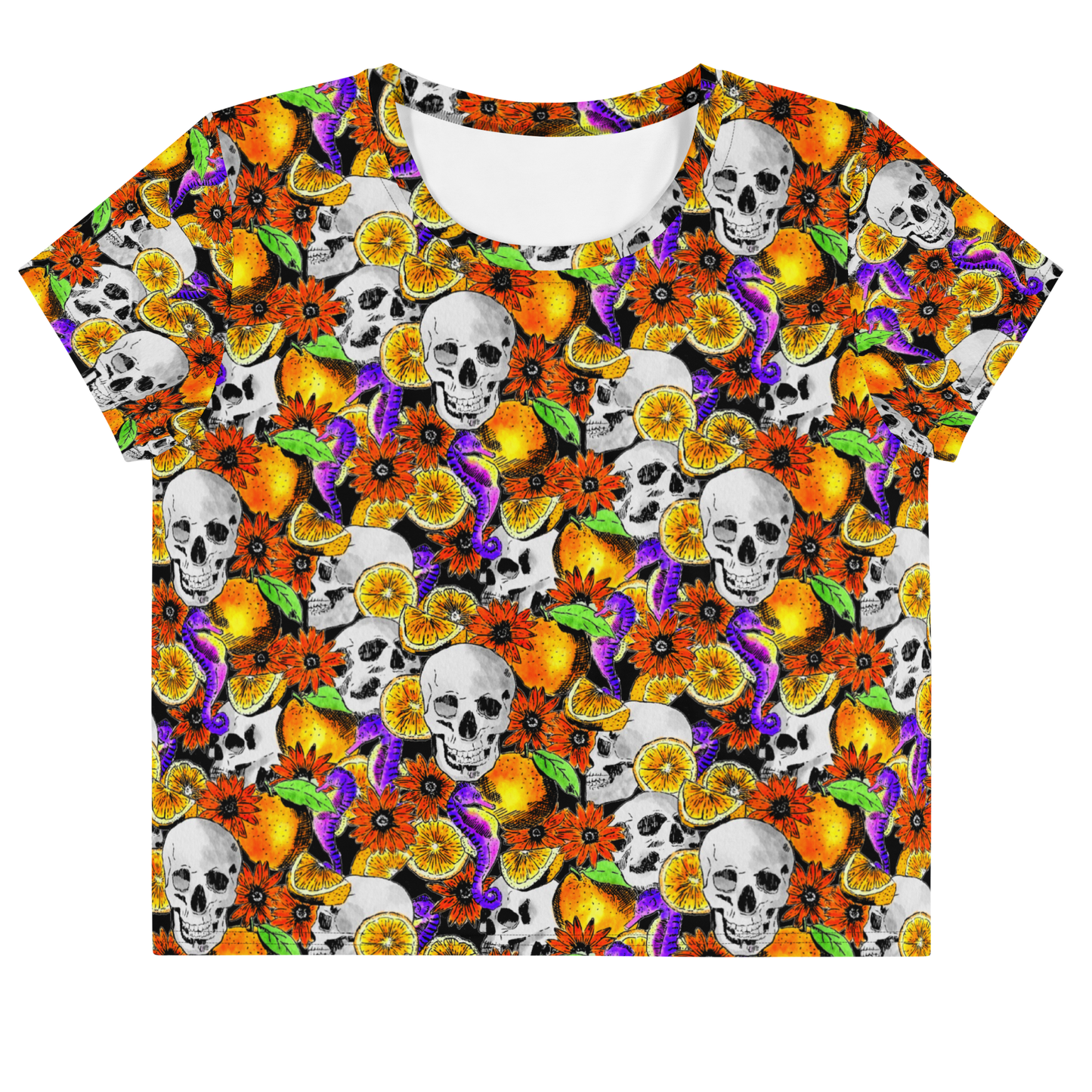 Crop Tee (Skulls & Oranges)