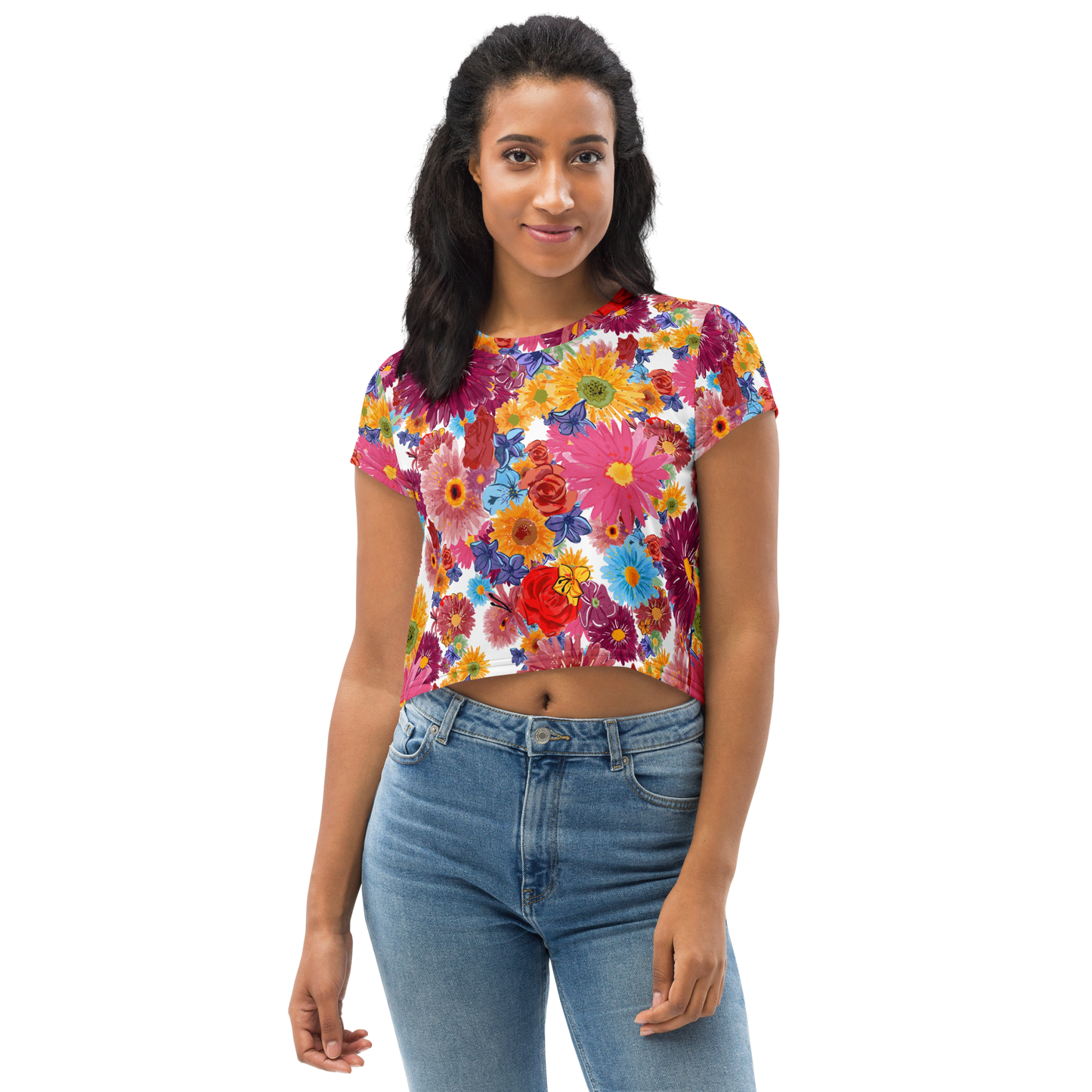 Crop Tee (Watercolor Flowers)