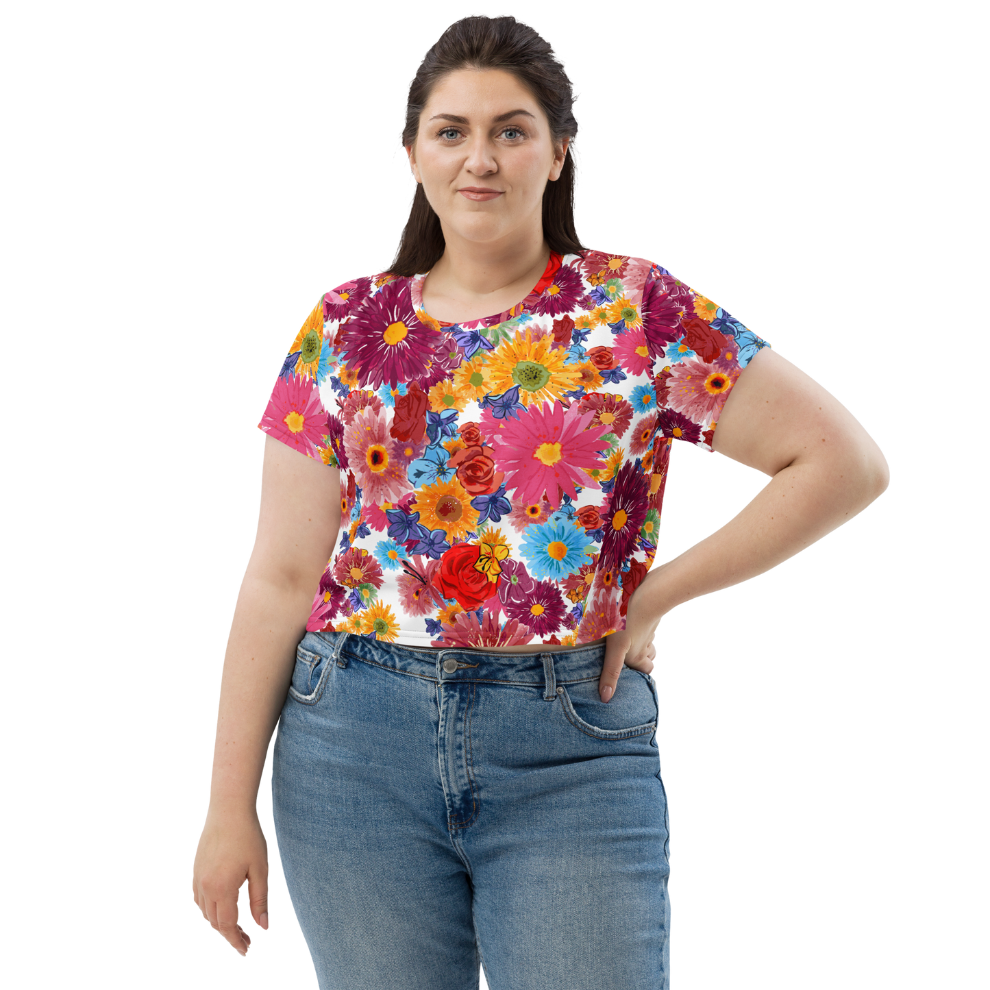 Crop Tee (Watercolor Flowers)