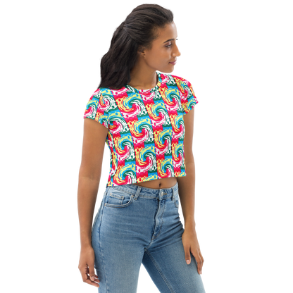 Crop Tee (Pink Waves)