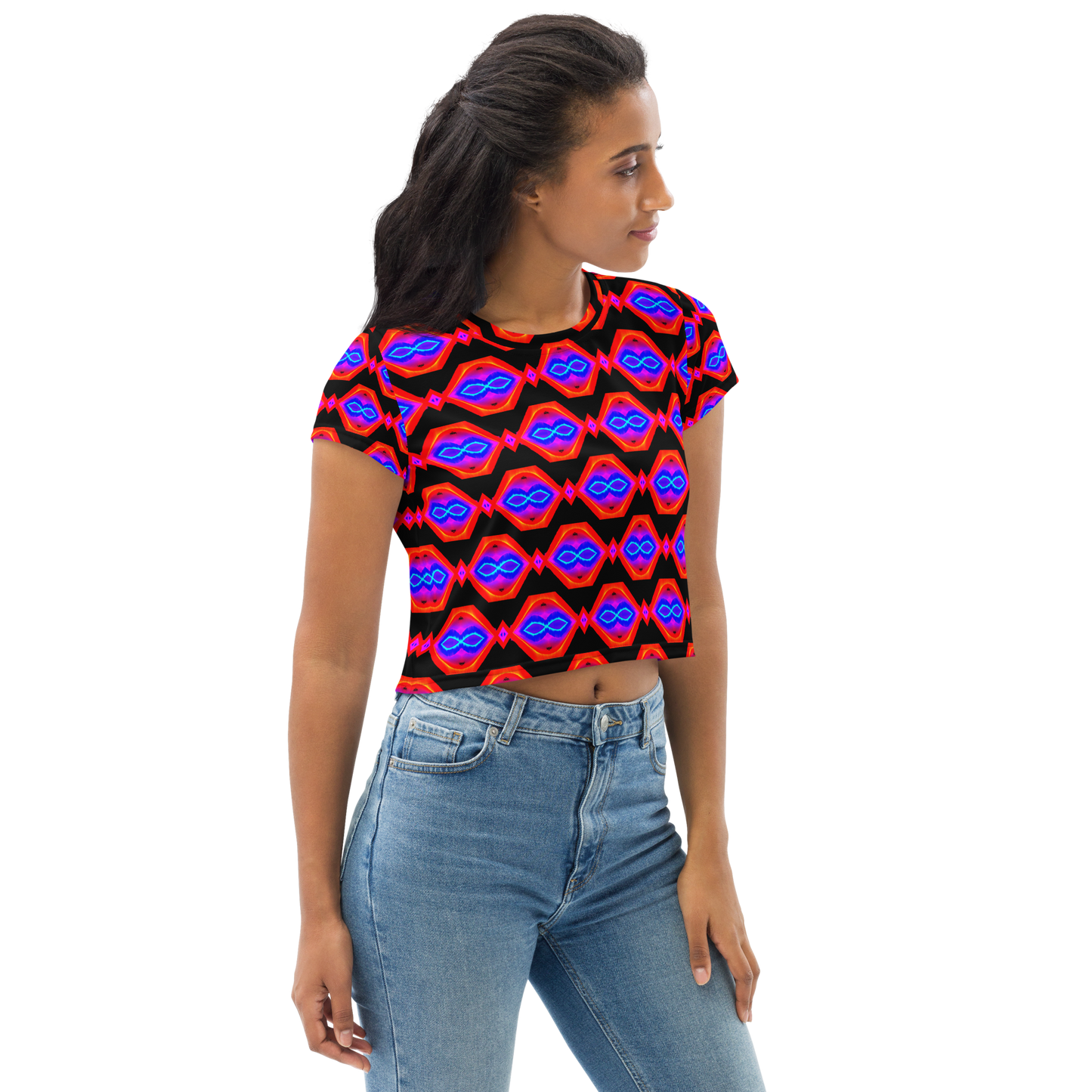 Crop Tee (Neon Honeycomb)