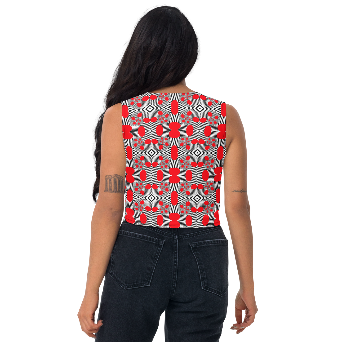 Crop Top (Red Geometric)