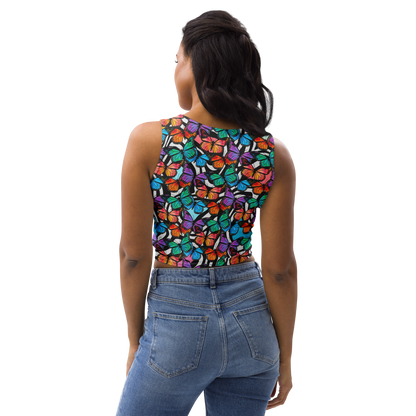 Crop Top (Butterflies - Black & White)