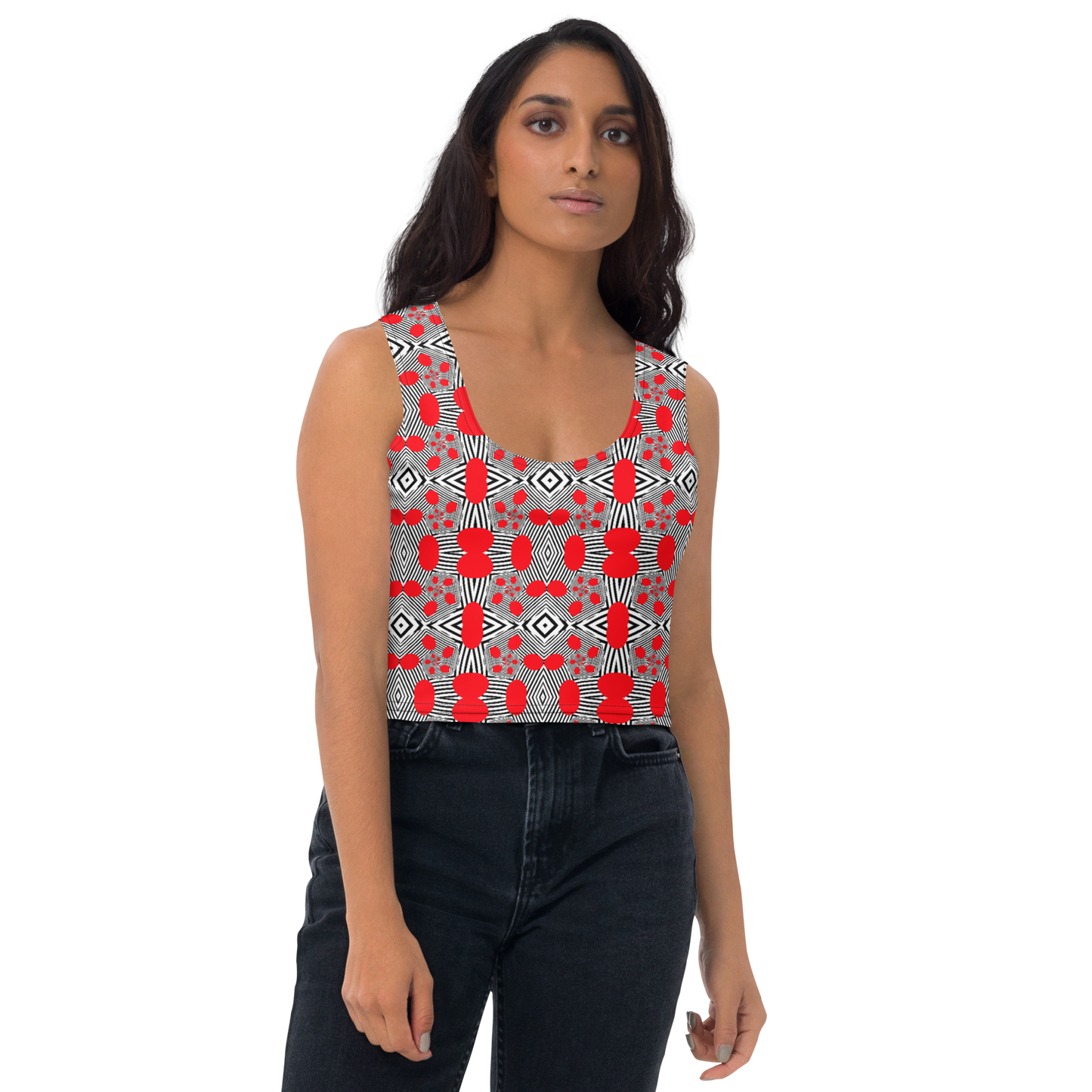 Crop Top (Red Geometric)