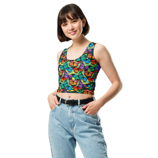 Crop Top (Butterflies - Green)