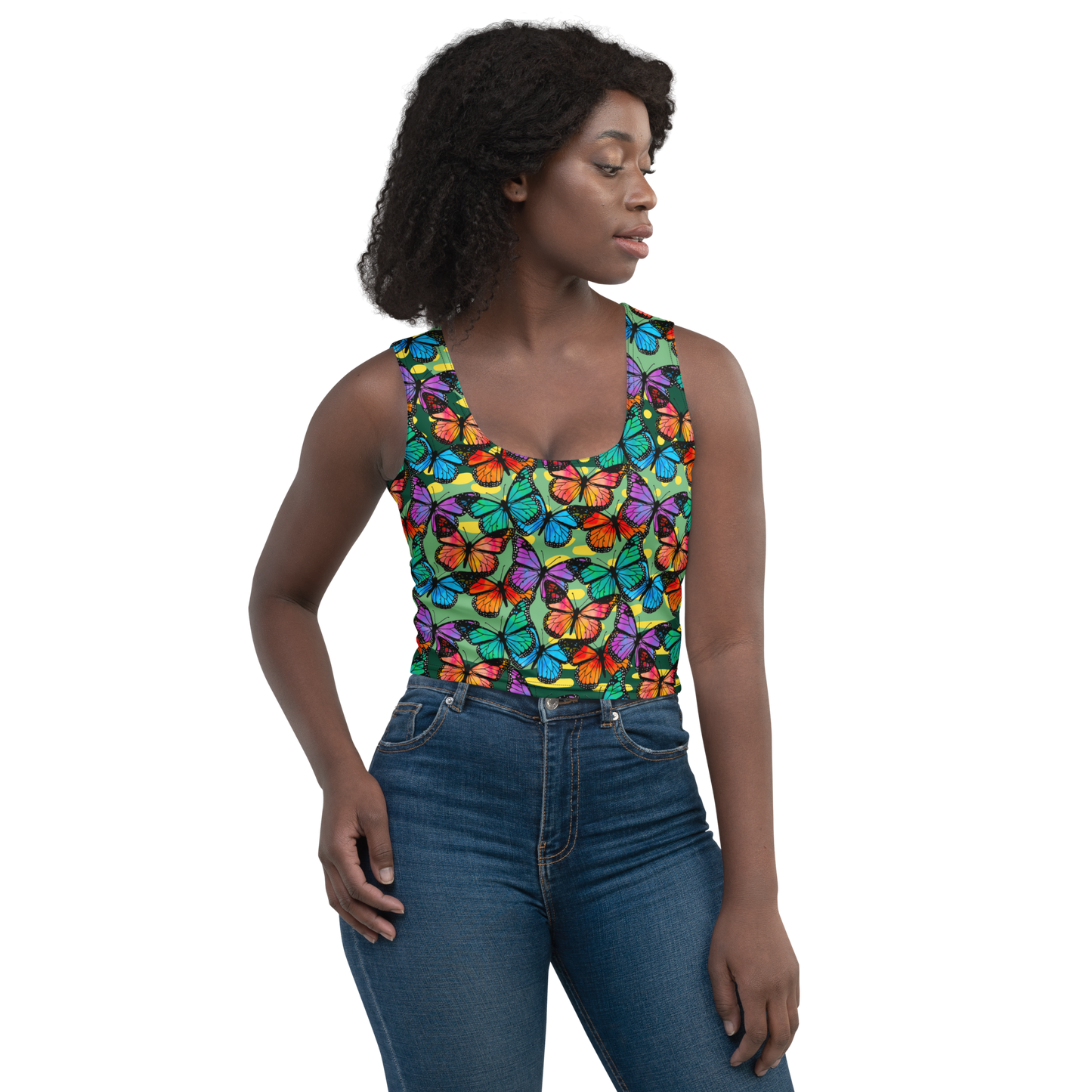 Crop Top (Butterflies - Green)