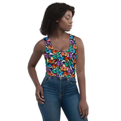 Crop Top (Butterflies - Black & White)
