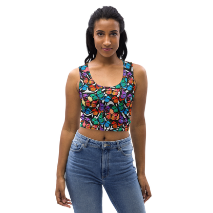 Crop Top (Butterflies - Black & White)