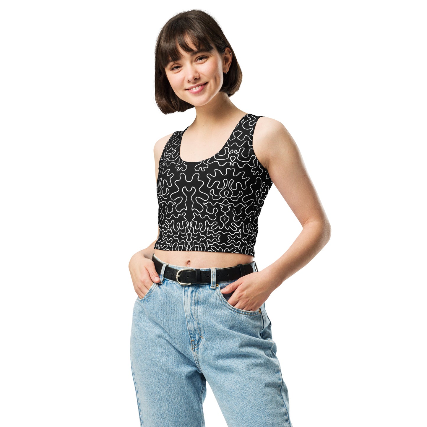 Crop Top (Black & White Squiggle)