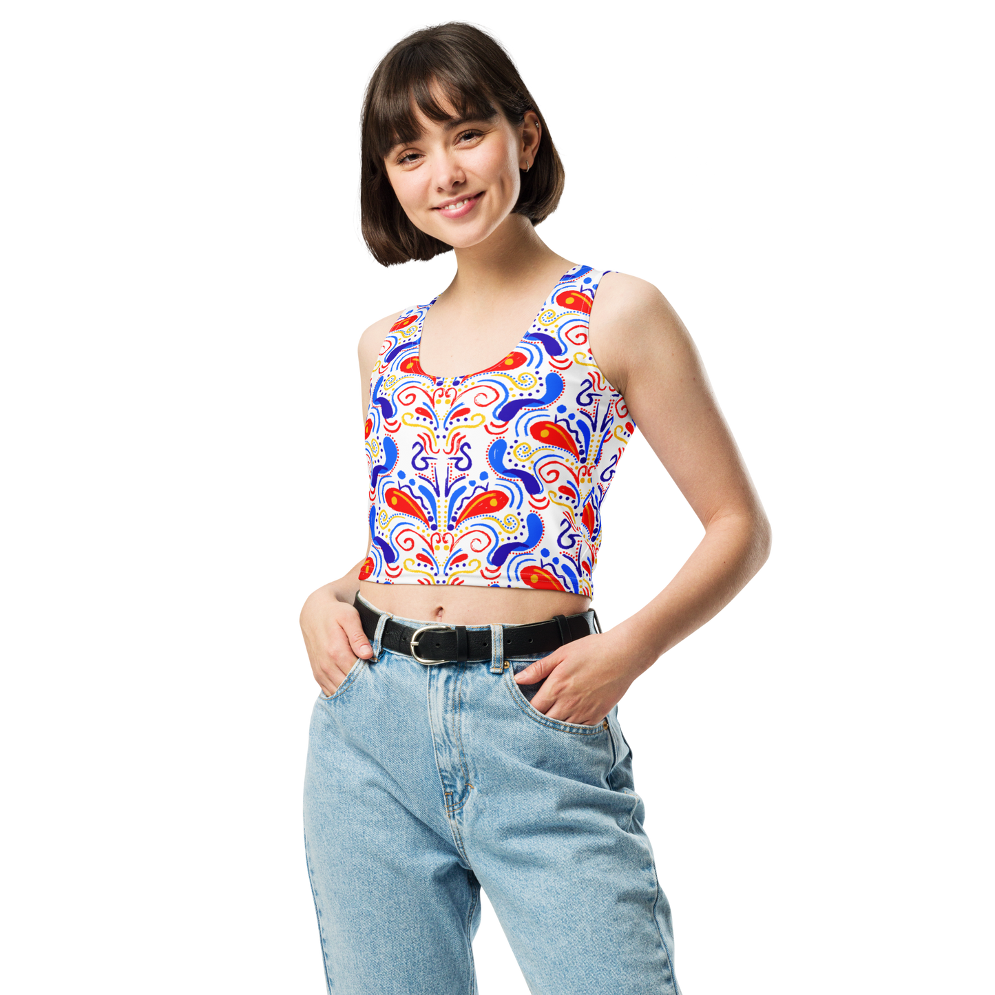 Crop Top (Talavera-inspired|White)