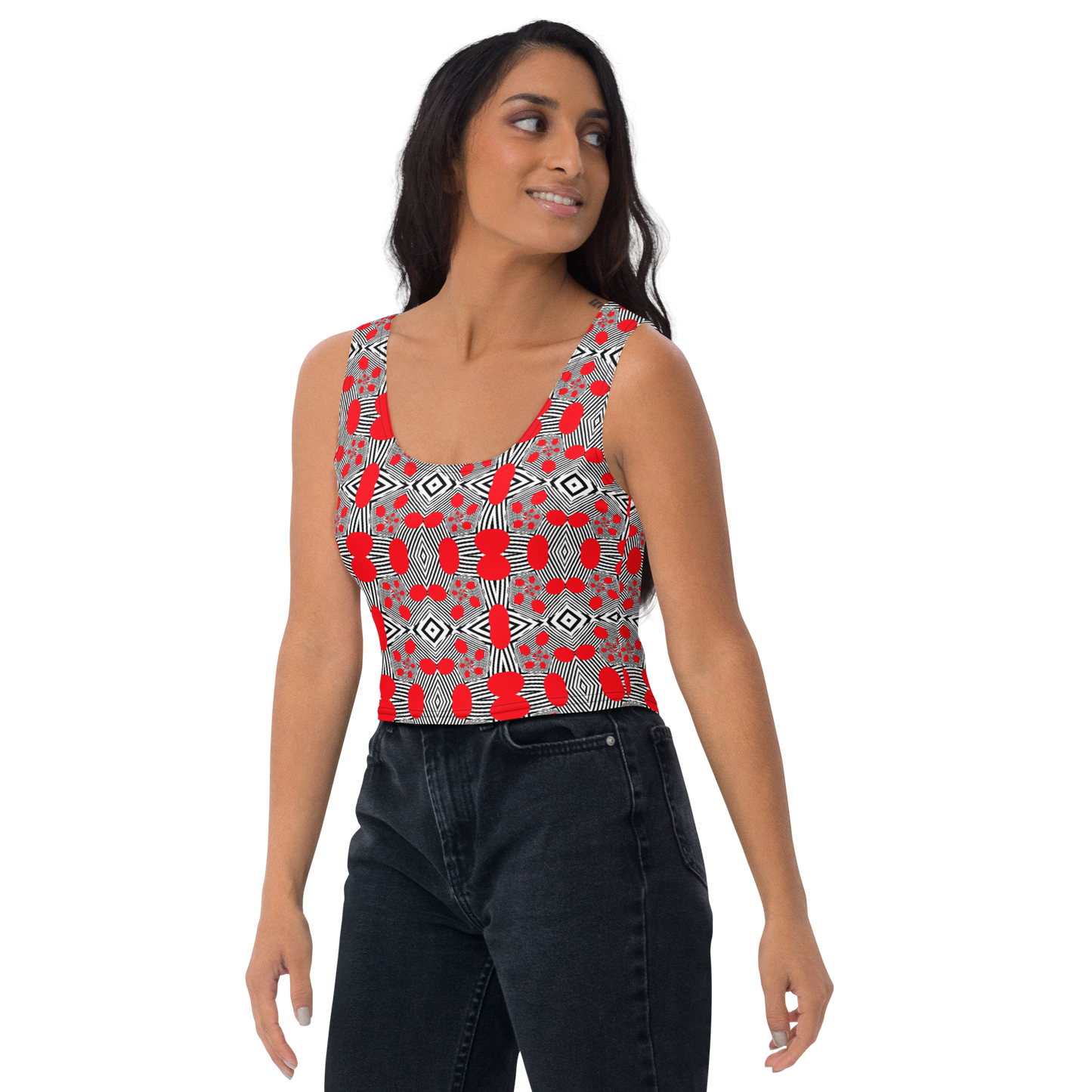 Crop Top (Red Geometric)