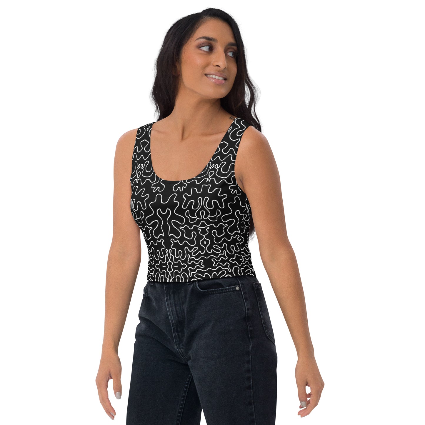 Crop Top (Black & White Squiggle)