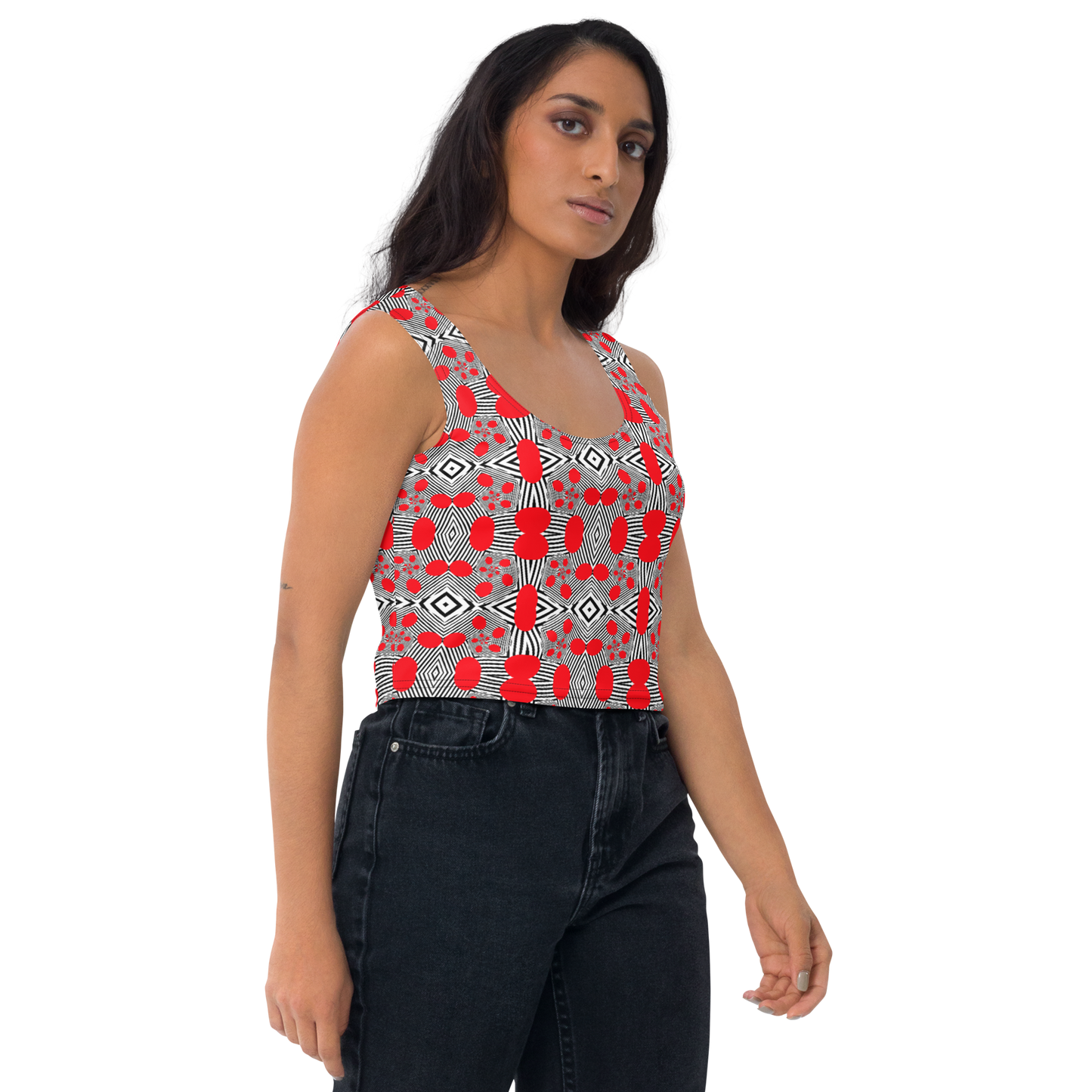 Crop Top (Red Geometric)