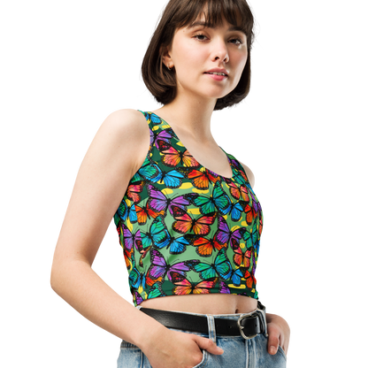 Crop Top (Butterflies - Green)