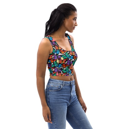 Crop Top (Butterflies - Black & White)