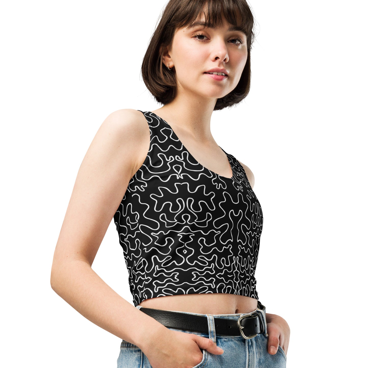 Crop Top (Black & White Squiggle)