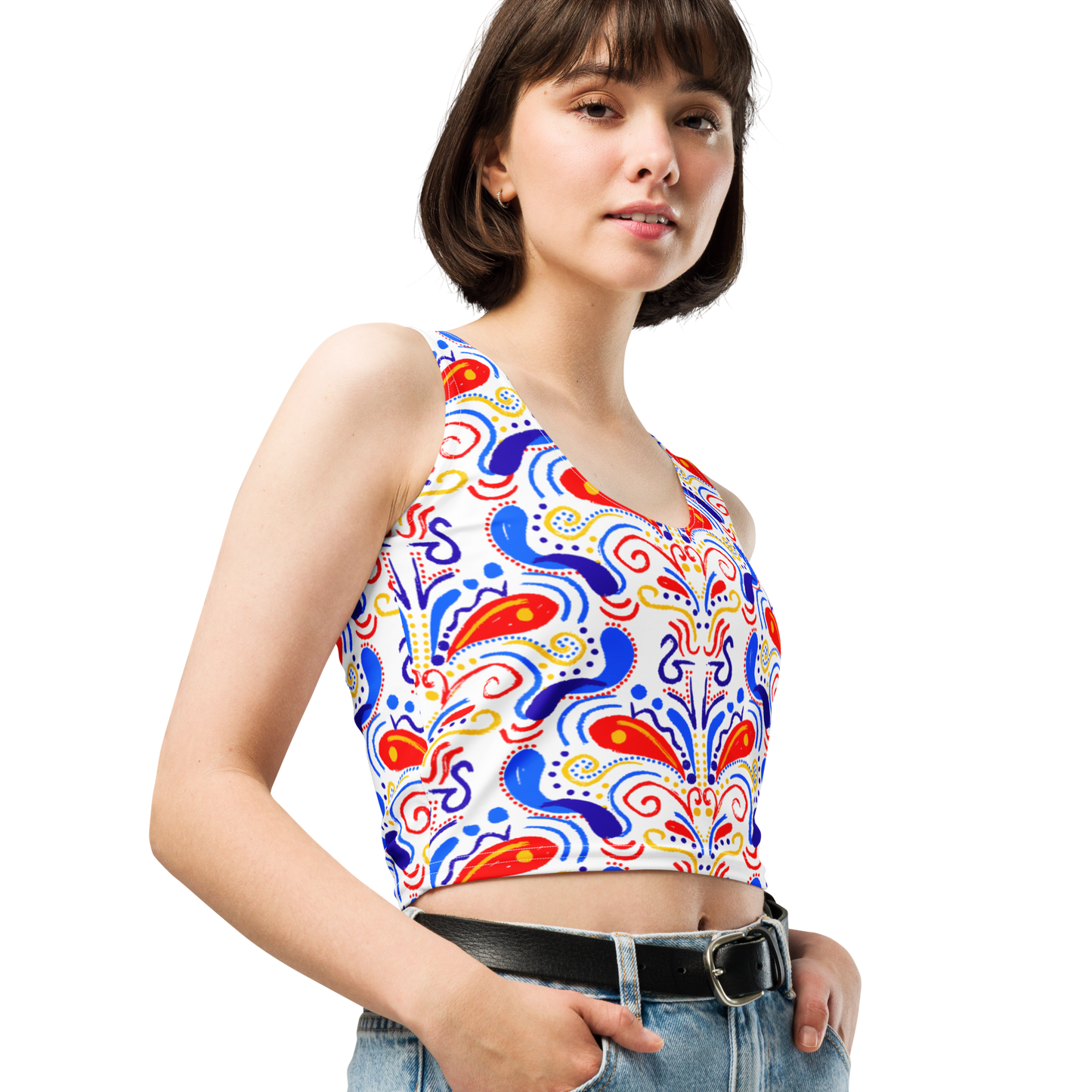 Crop Top (Talavera-inspired|White)