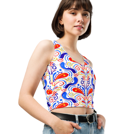 Crop Top (Talavera-inspired|White)