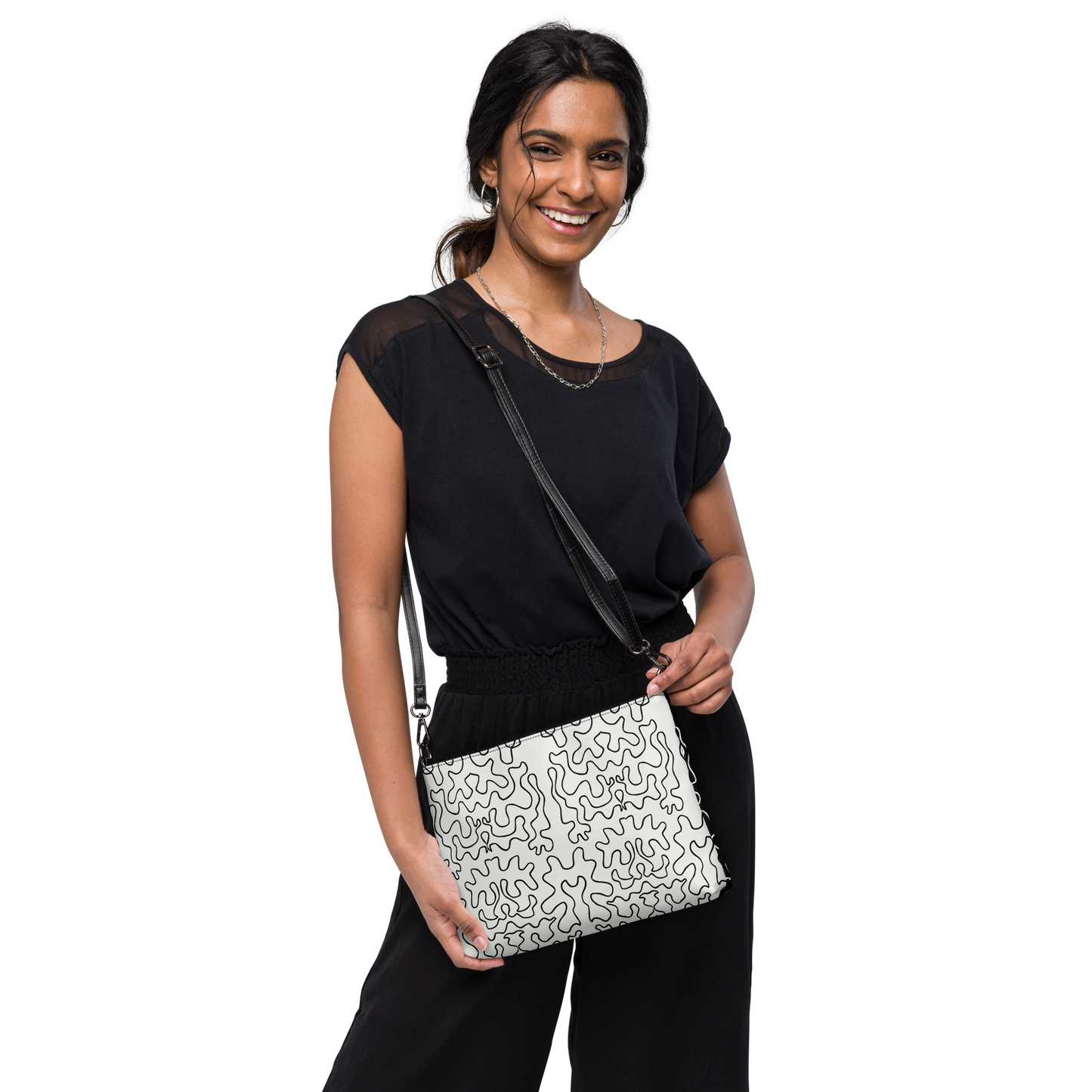 Double-sided Crossbody bag (Black & White Squiggle)