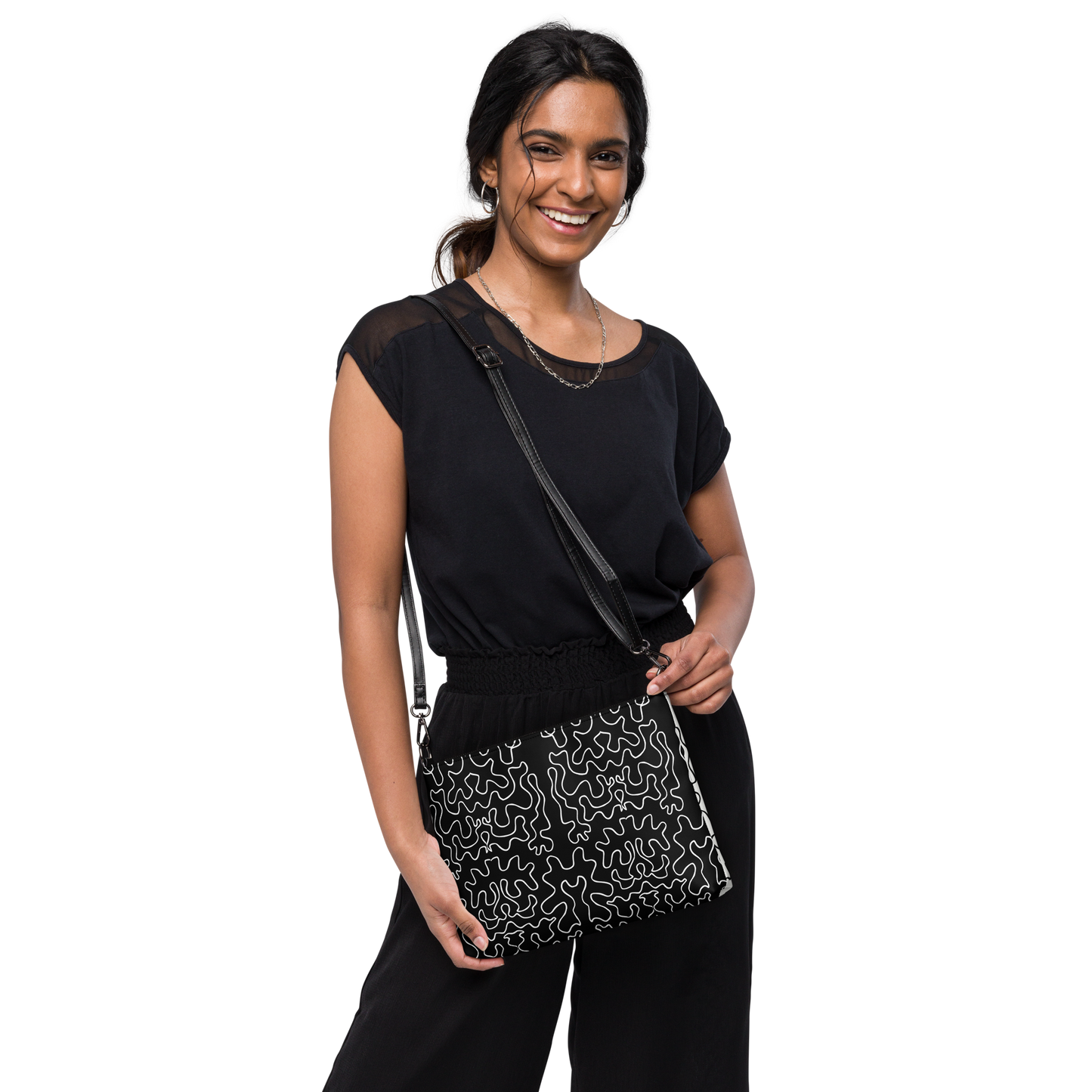 Double-sided Crossbody bag (Black & White Squiggle)