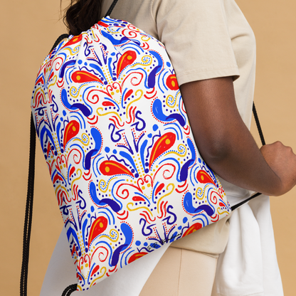 Drawstring bag (Talavera-inspired|White)