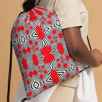 Drawstring bag (Red Geometric)