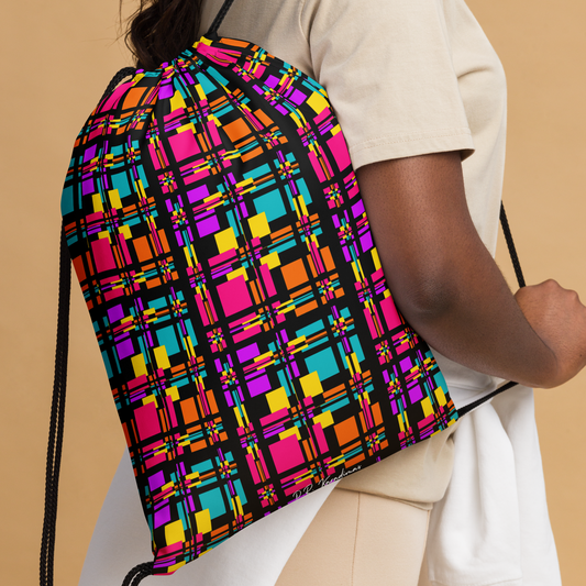 Drawstring bag (Rainbow Plaid)