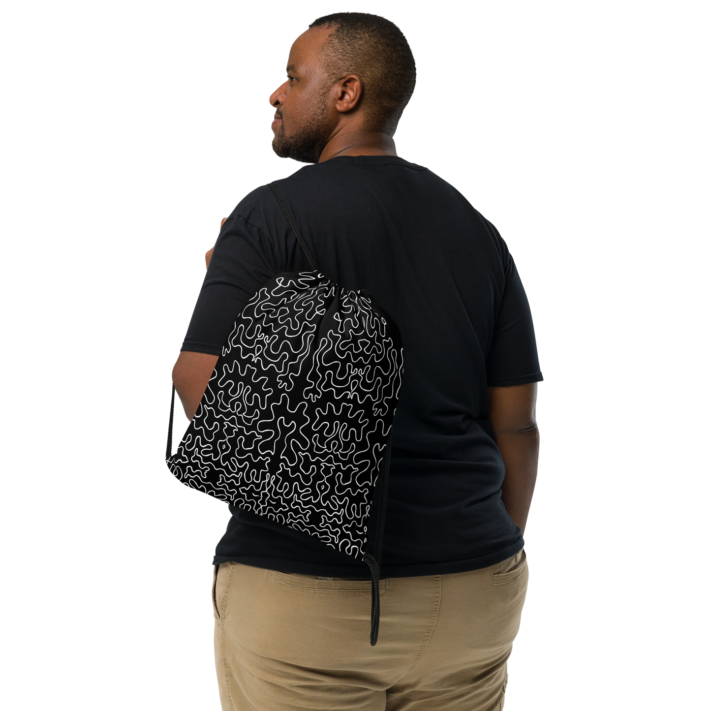 Drawstring bag (Black & White Squiggle)