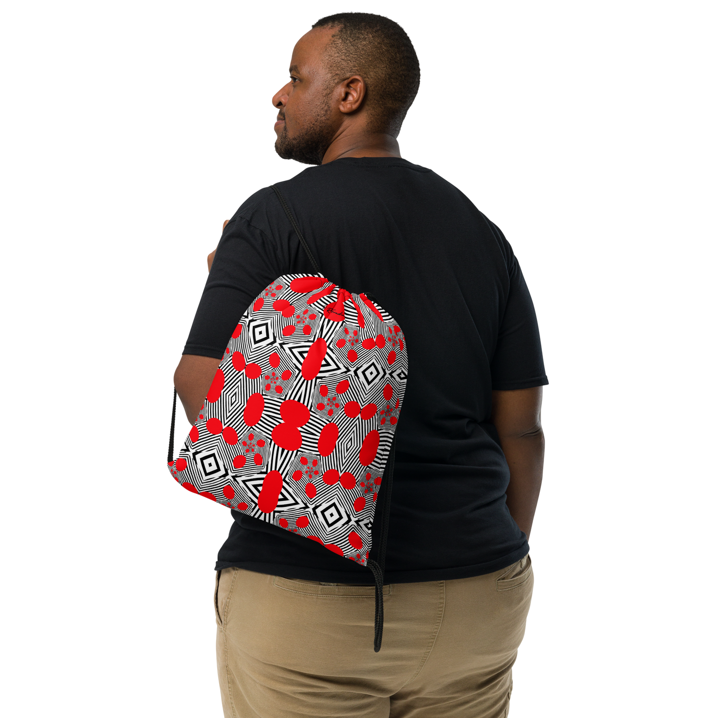 Drawstring bag (Red Geometric)