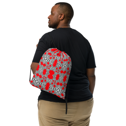 Drawstring bag (Red Geometric)