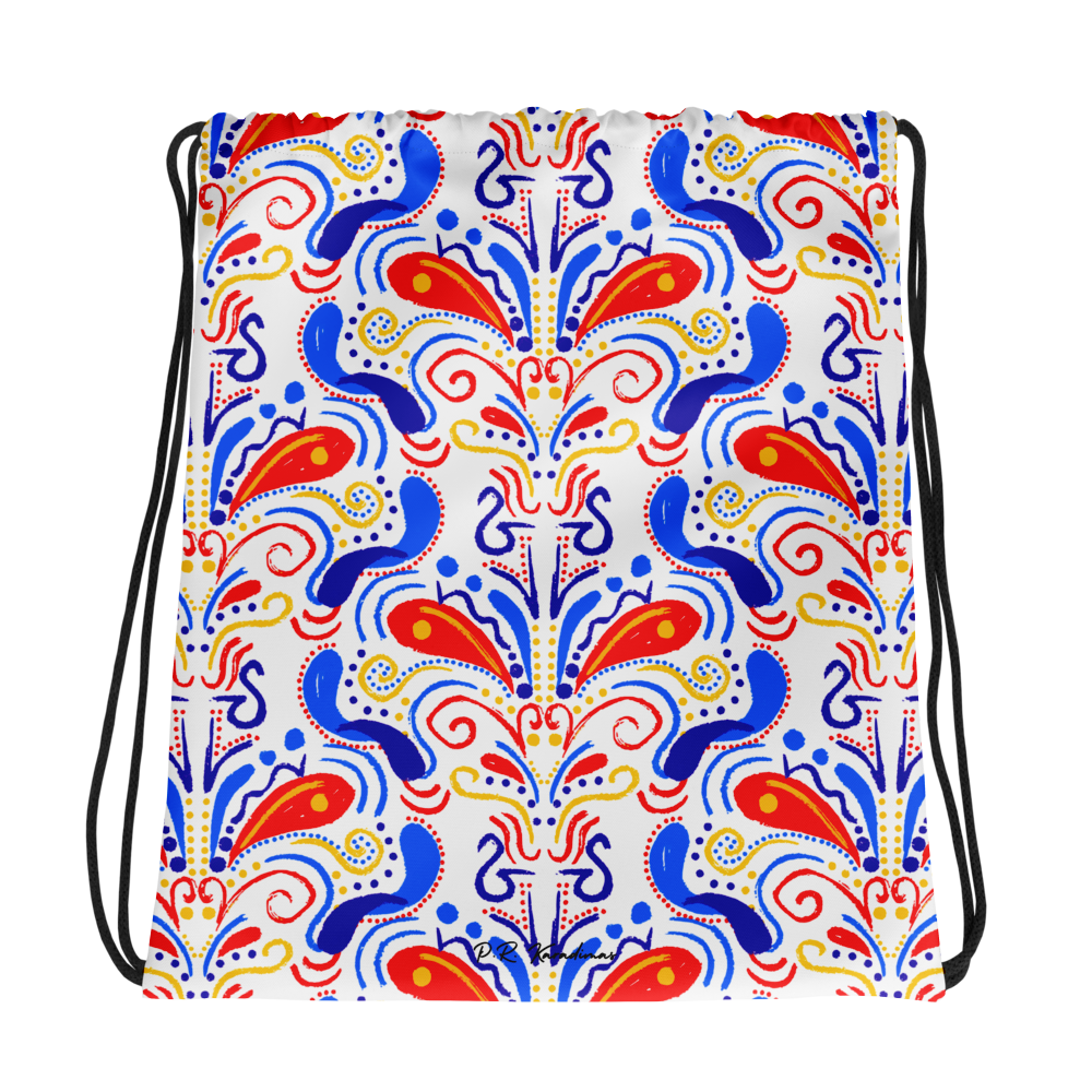 Drawstring bag (Talavera-inspired|White)