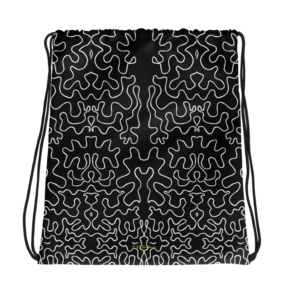 Drawstring bag (Black & White Squiggle)