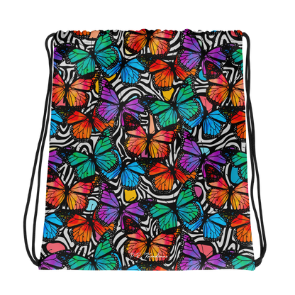 Drawstring bag (Butterflies - Black & White)