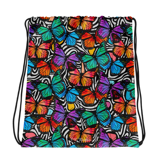 Drawstring bag (Butterflies - Black & White)