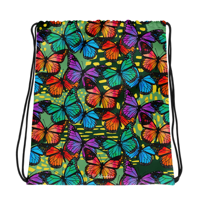 Drawstring bag (Butterflies - Green)