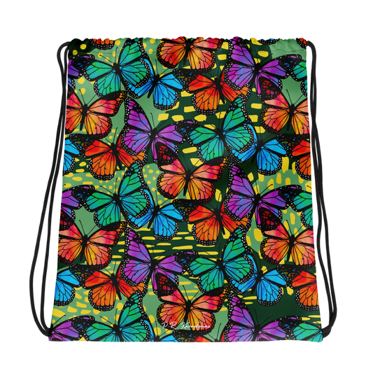 Drawstring bag (Butterflies - Green)