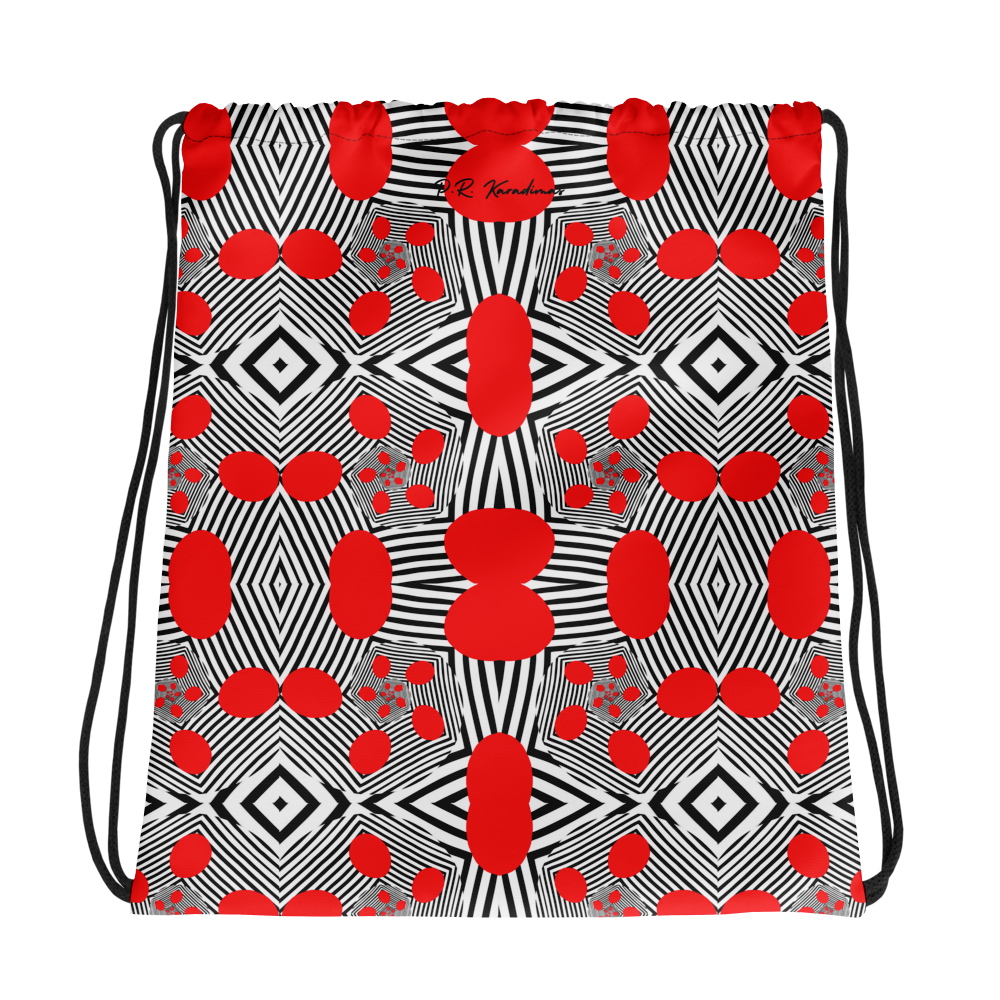 Drawstring bag (Red Geometric)