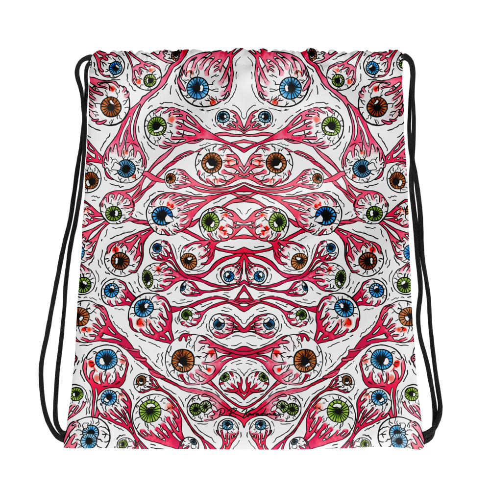 Drawstring bag (Eyeballs|White)