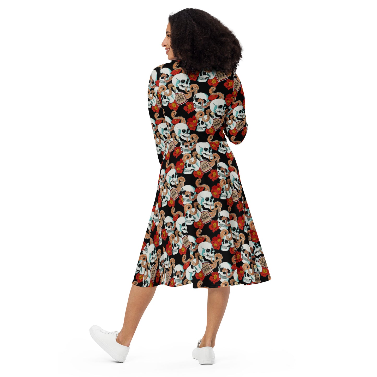 Long sleeve midi dress (Poppies)