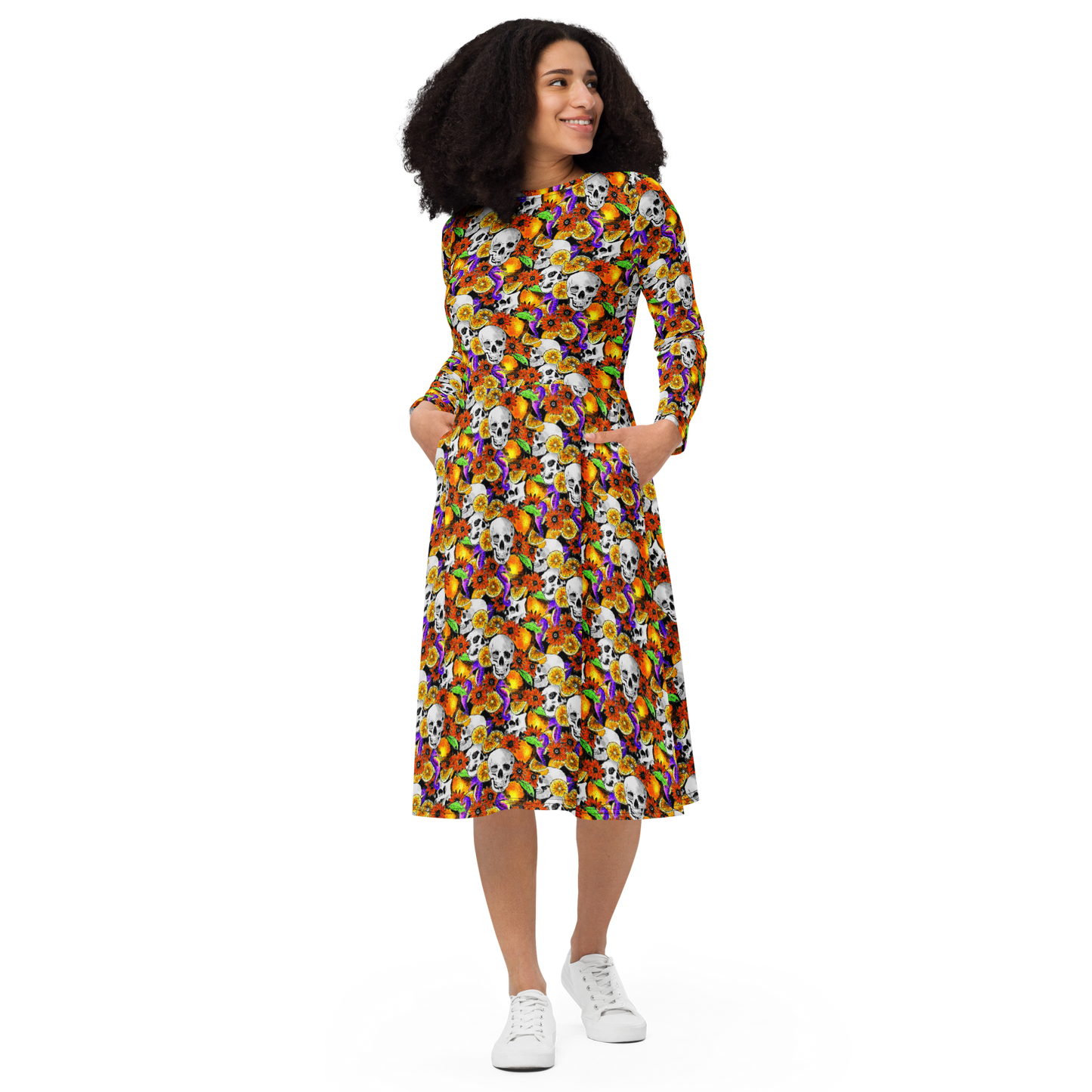 Long sleeve midi dress (Skulls & Oranges)