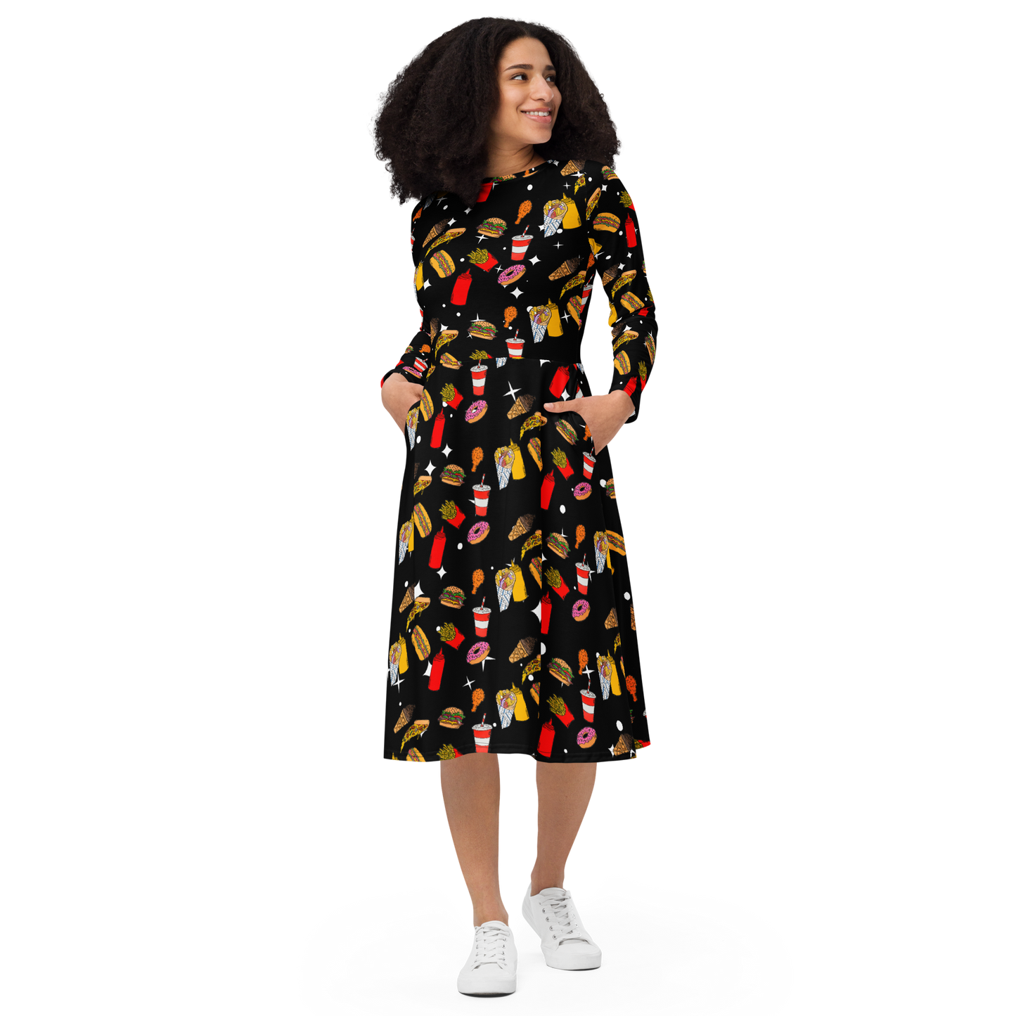 Long sleeve midi dress (Fast Food)