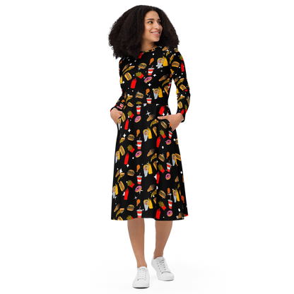 Long sleeve midi dress (Fast Food)