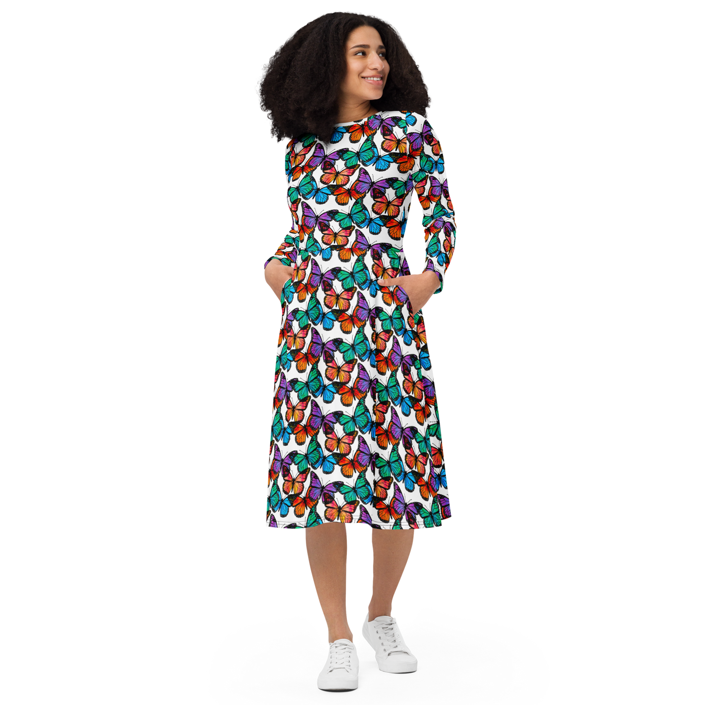 Long sleeve midi dress (Butterflies)