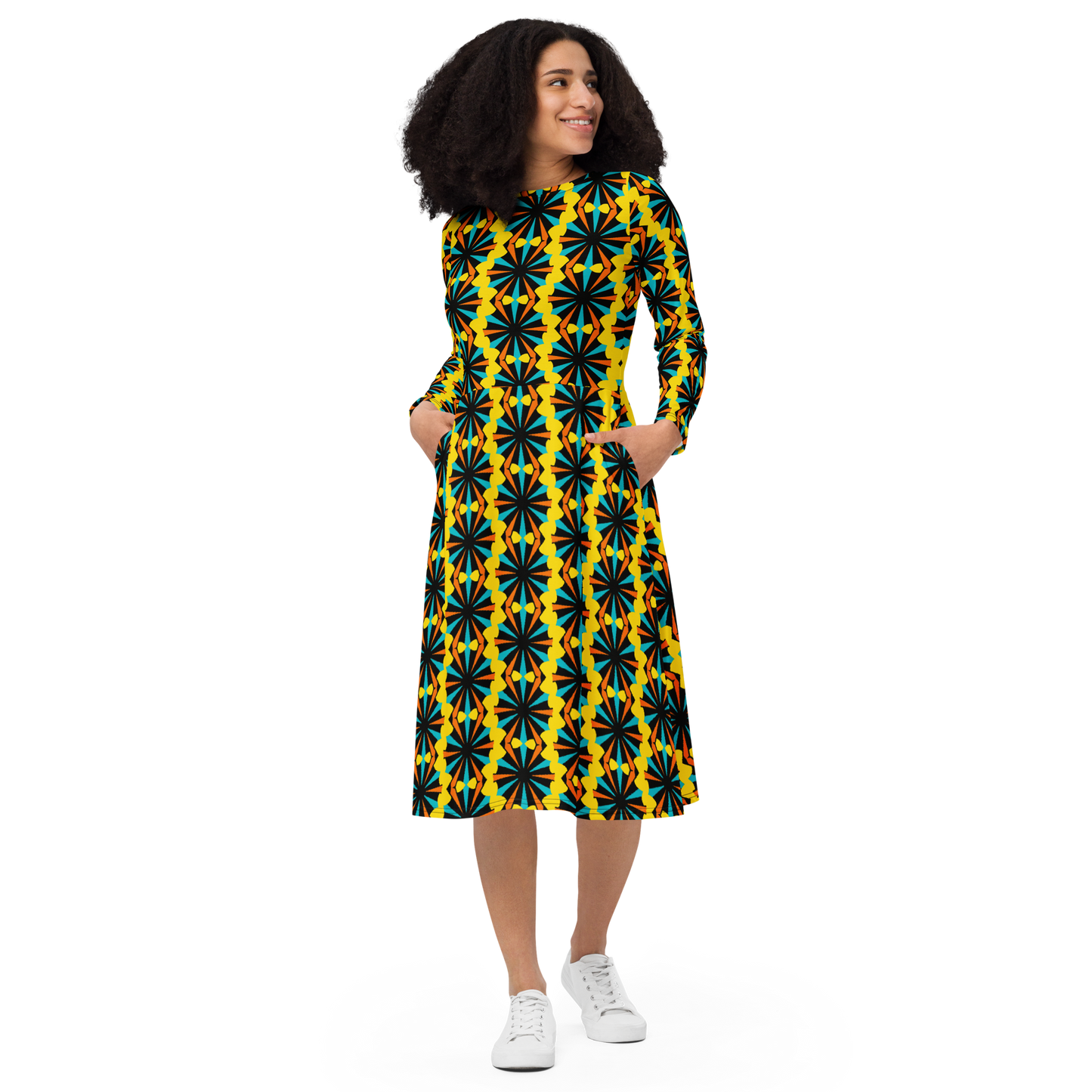 Long sleeve midi dress (Marigold)