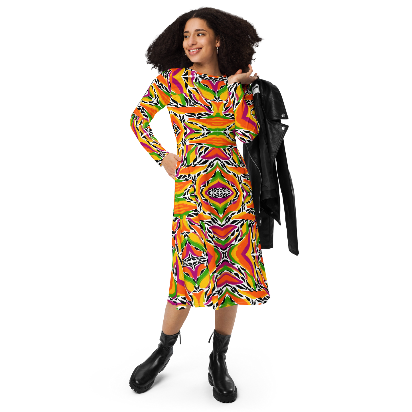 Long sleeve midi dress (Mango Mosaic)