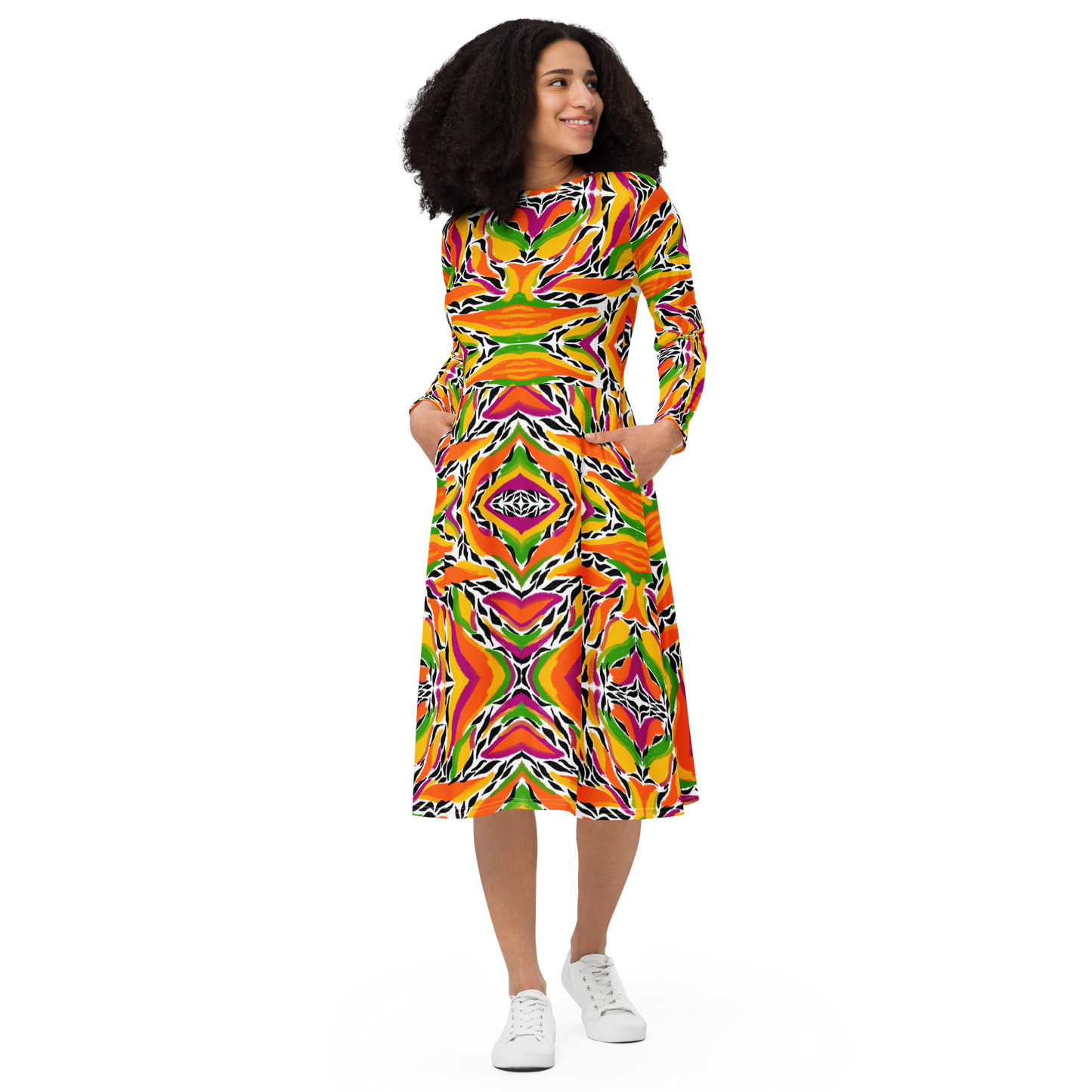 Long sleeve midi dress (Mango Mosaic)