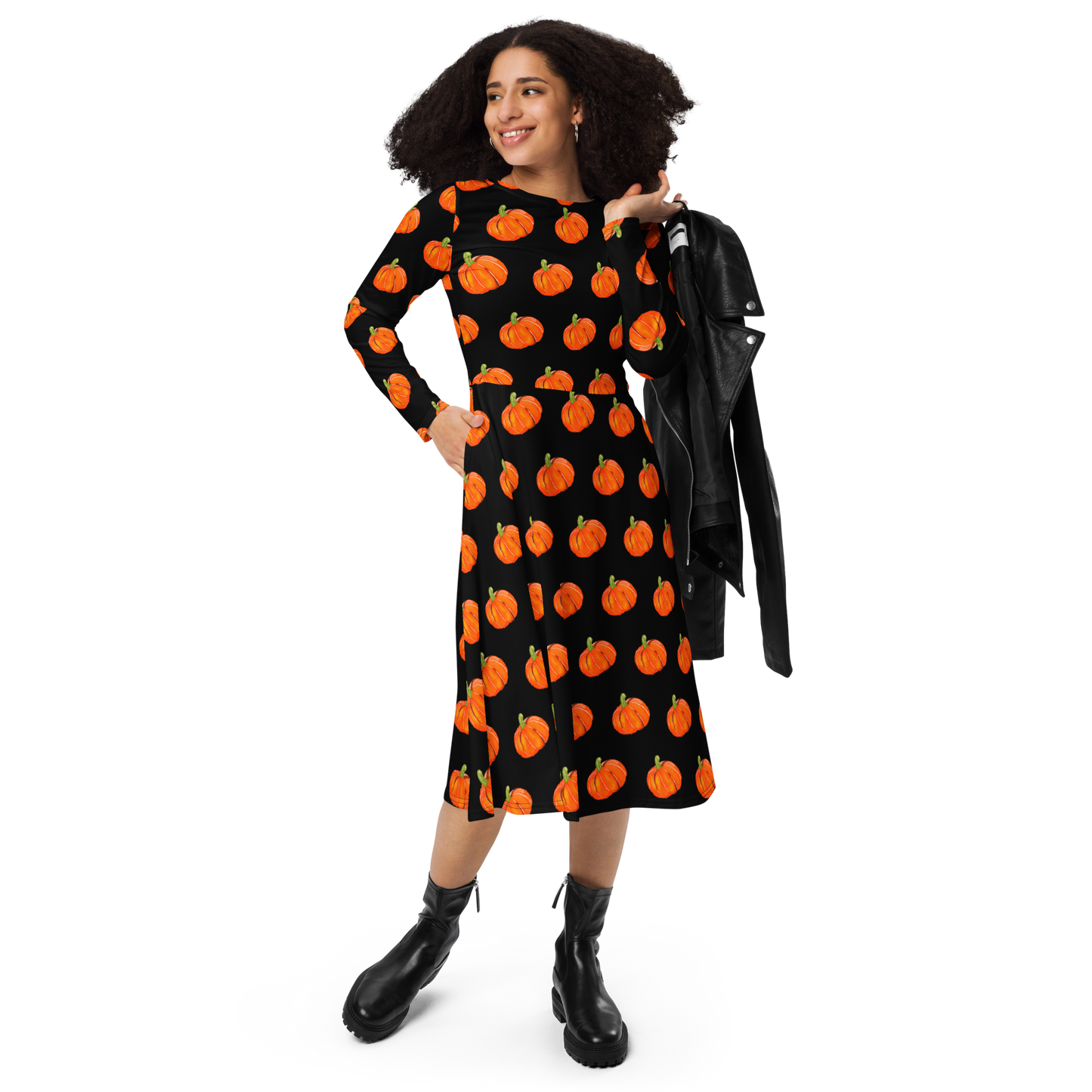 Long sleeve midi dress (Pumpkins)