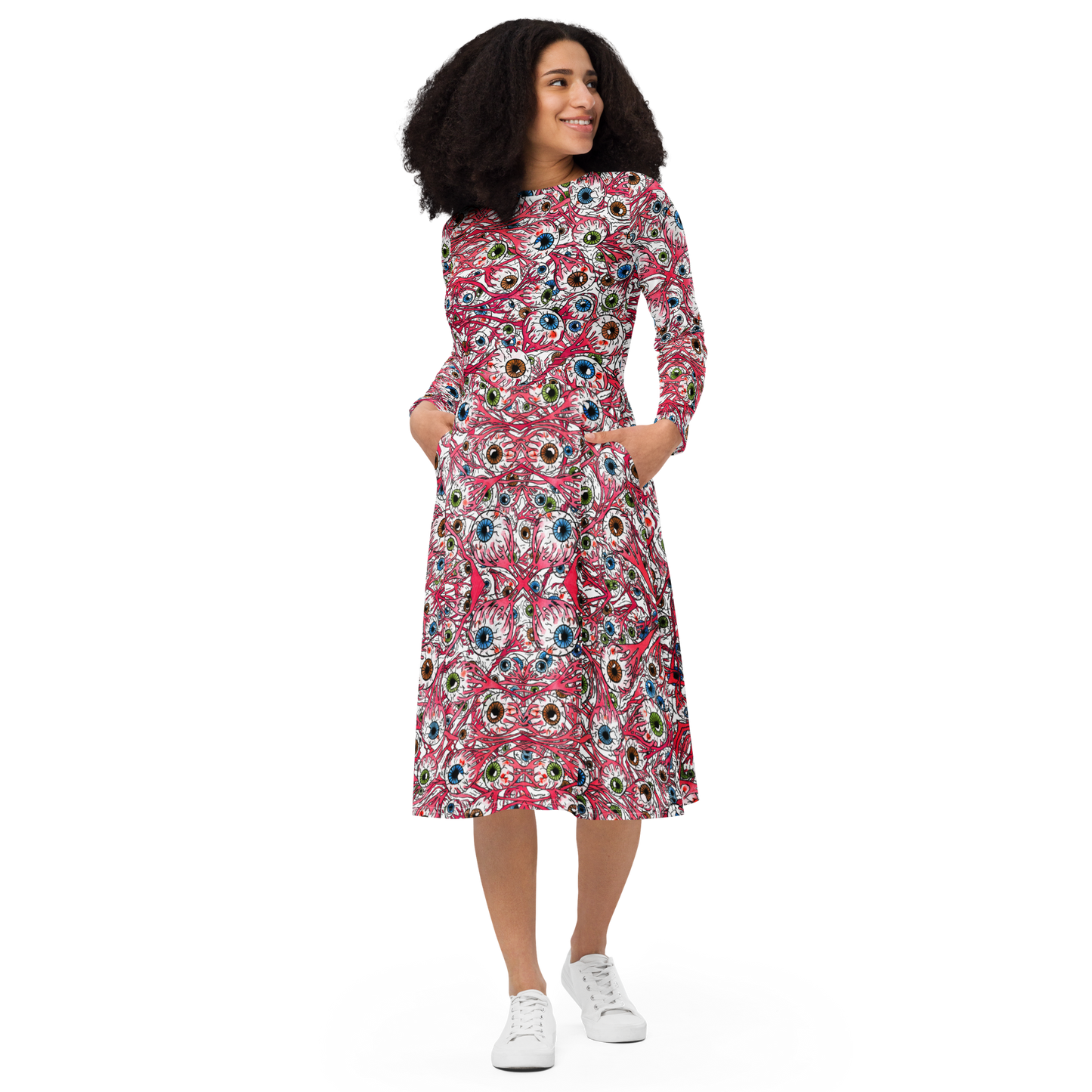 Long sleeve midi dress (Eyeballs)