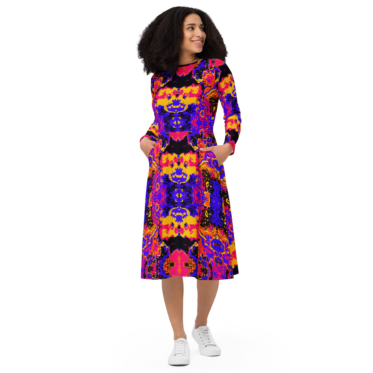 Long sleeve midi dress (Brain Scan)