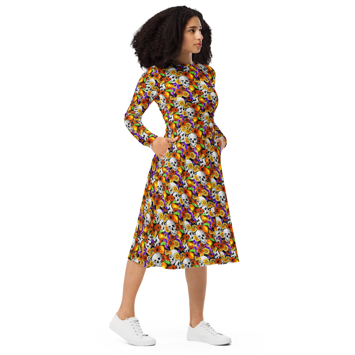 Long sleeve midi dress (Skulls & Oranges)